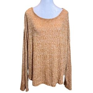 Forever 21 Plus Size 2X Tunic Top Blouse Long Sleeve Criss Cross Back Tan Casual